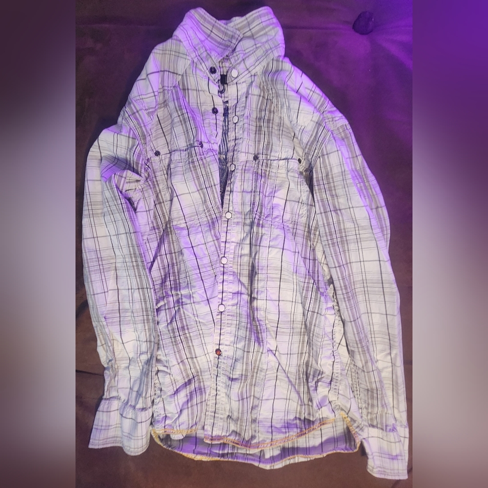 Long sleeves shirt/men/white-gray